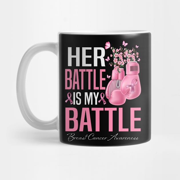 Her Battle Is My Battle Breast Cancer Awareness Boxing Gloves by eyelashget